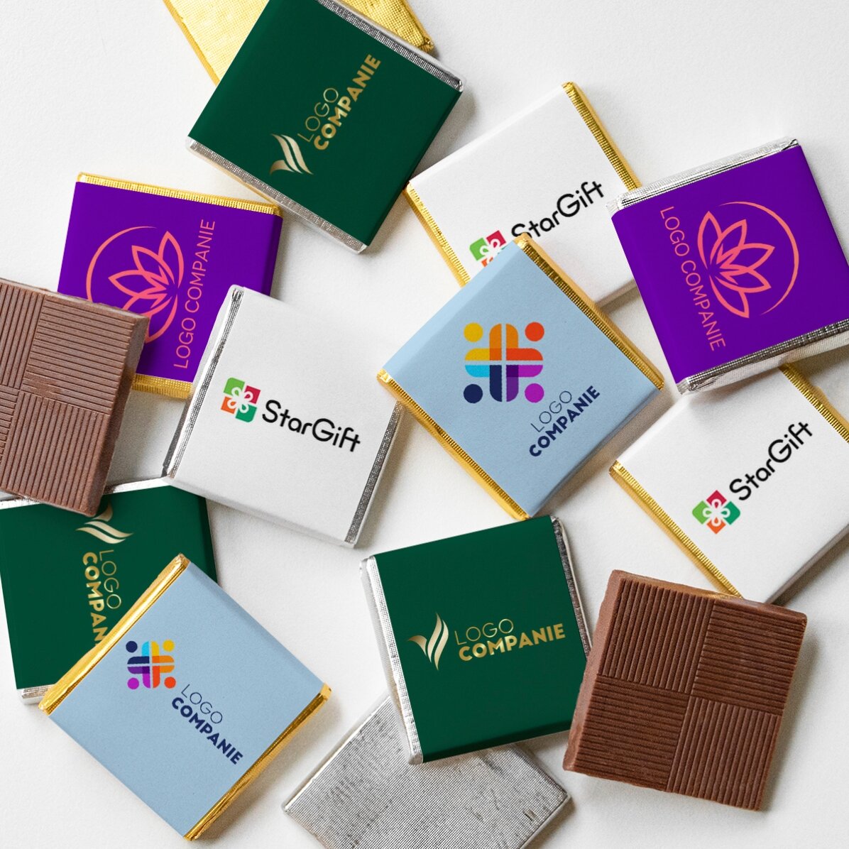 Mini tableta de chocolate personalizada con logotipo