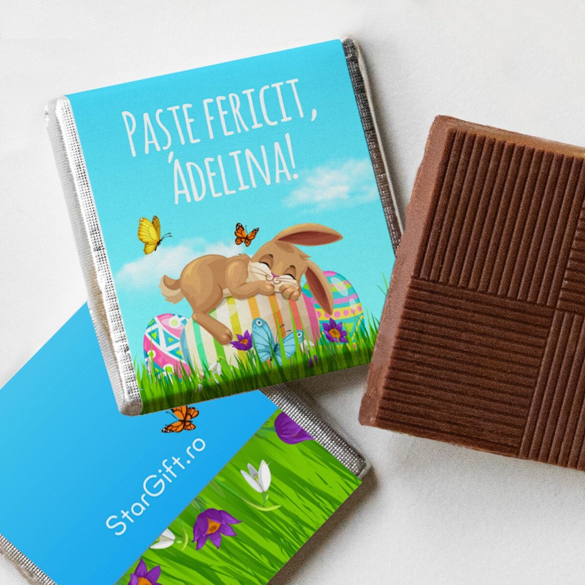 Mini bombón personalizado con un mensaje de Pascua
