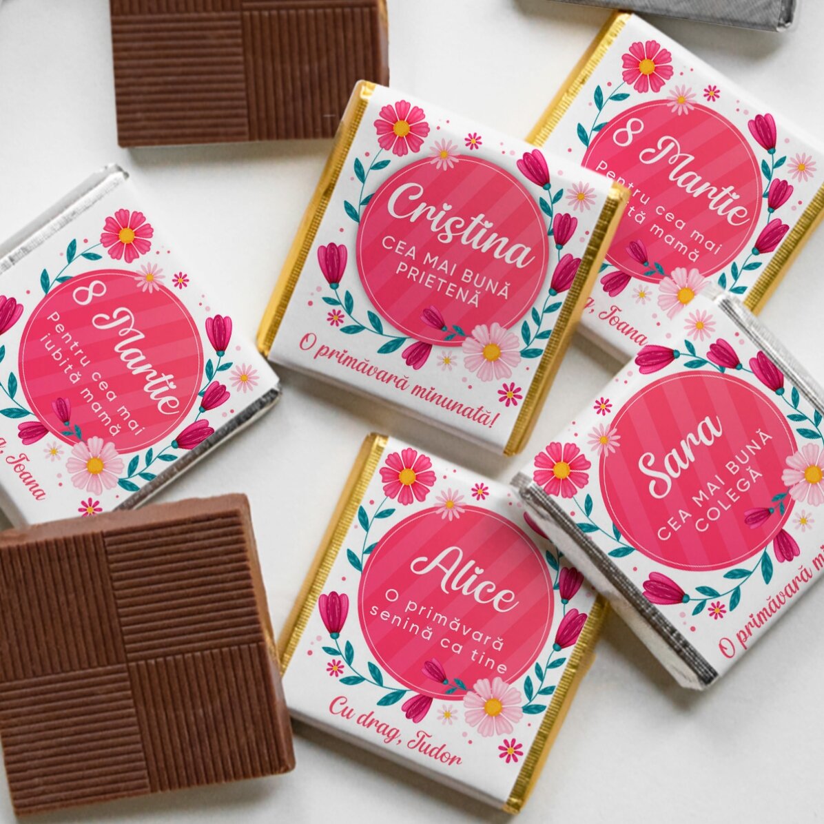 Mini bombón personalizado con un mensaje primaveral