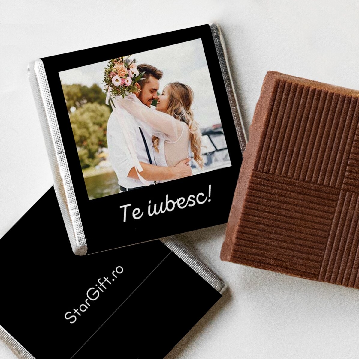 Mini tableta de chocolate personalizada con una foto y un texto