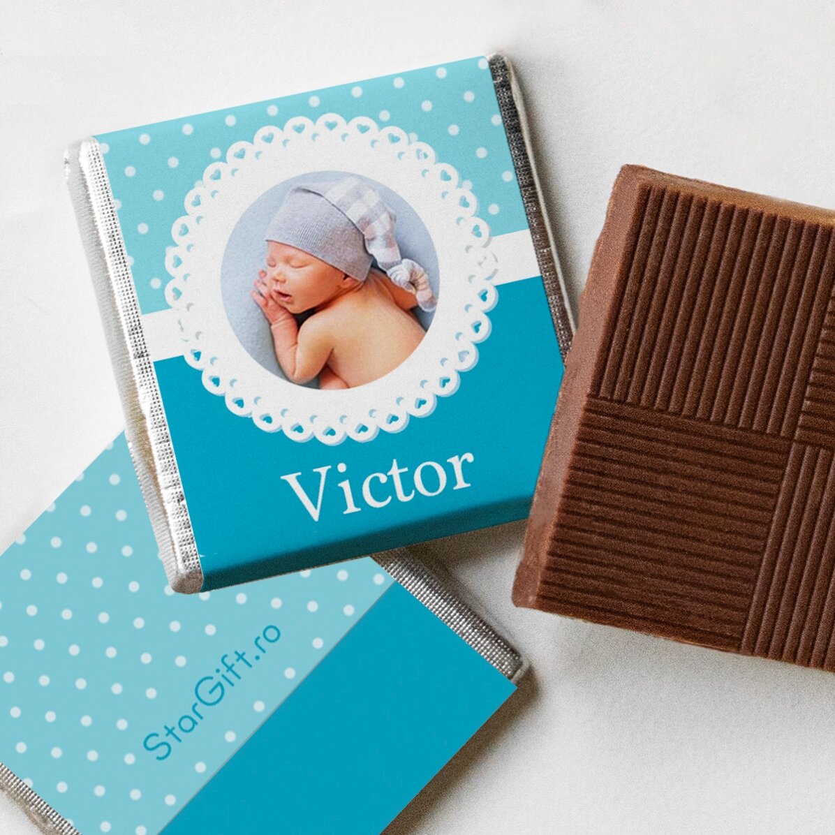 Mini bombón personalizado con foto y texto - Recuerdo de bautizo