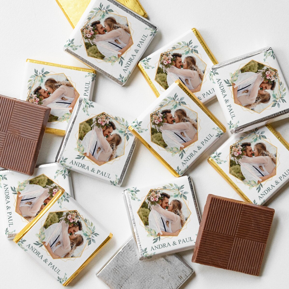 Mini tableta de chocolate personalizada con foto y texto - Elegance