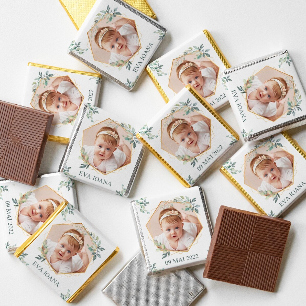 Mini tableta de chocolate personalizada con foto y texto - Elegance