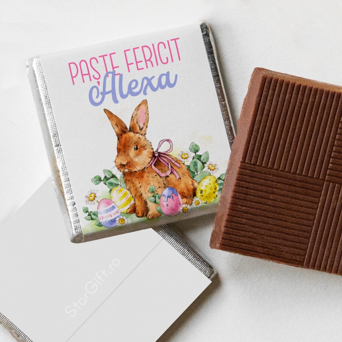 Mini tableta de chocolate personalizada con texto - Bunny