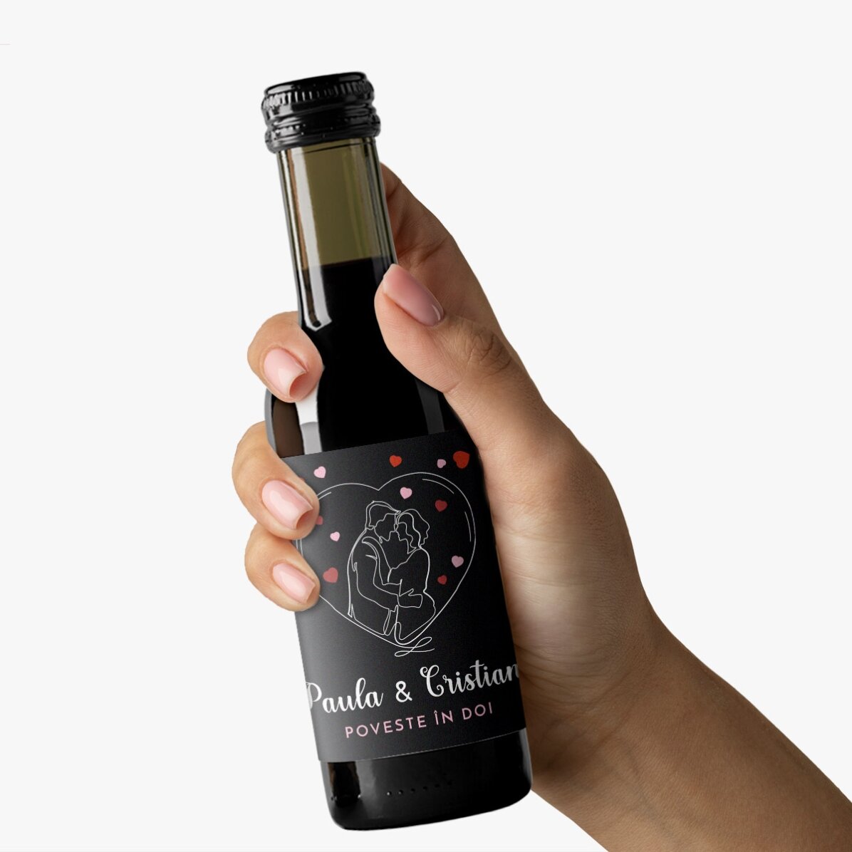 Mini botella de vino personalizada con vuestros nombres - Una historia para dos
