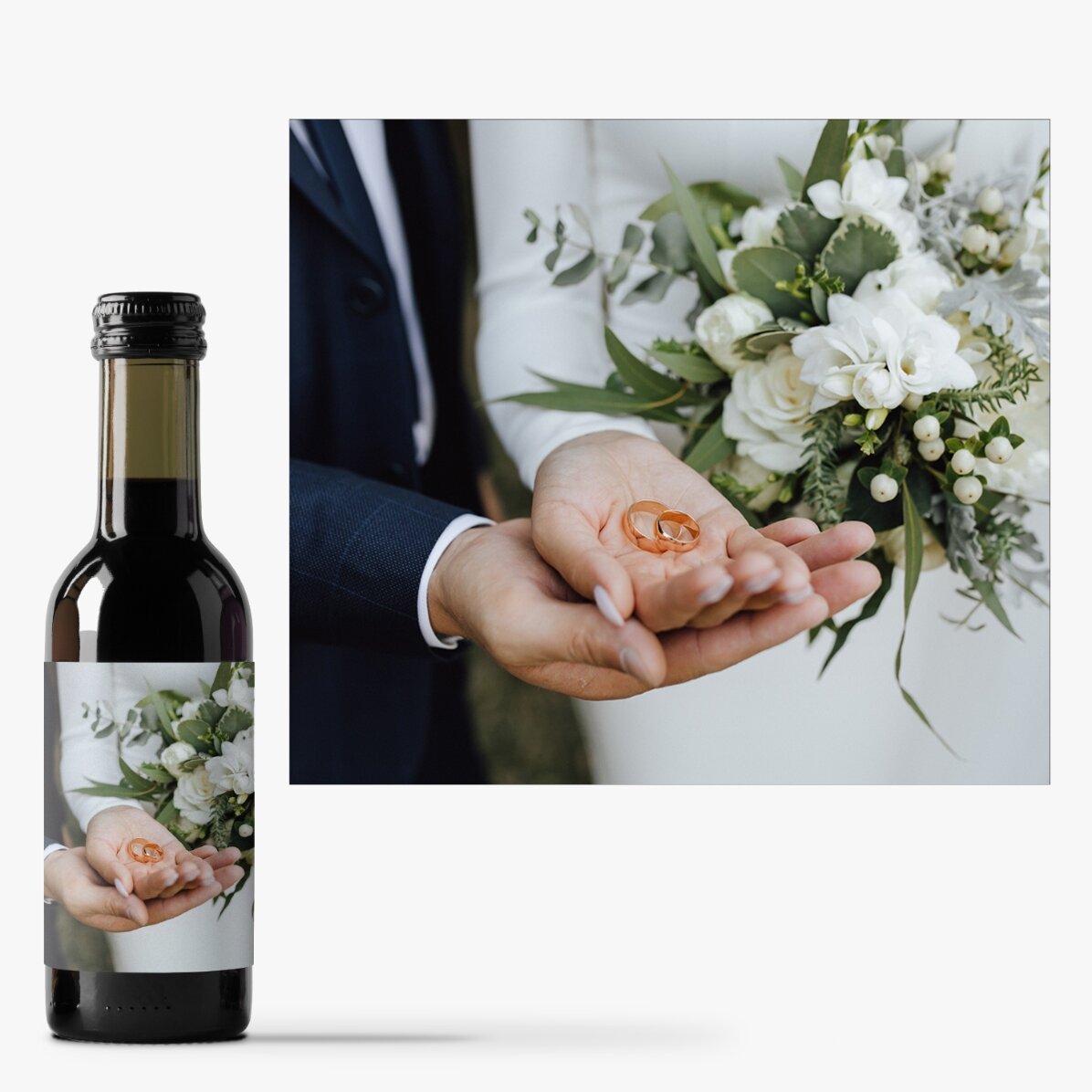 Mini botella de vino personalizada con una foto