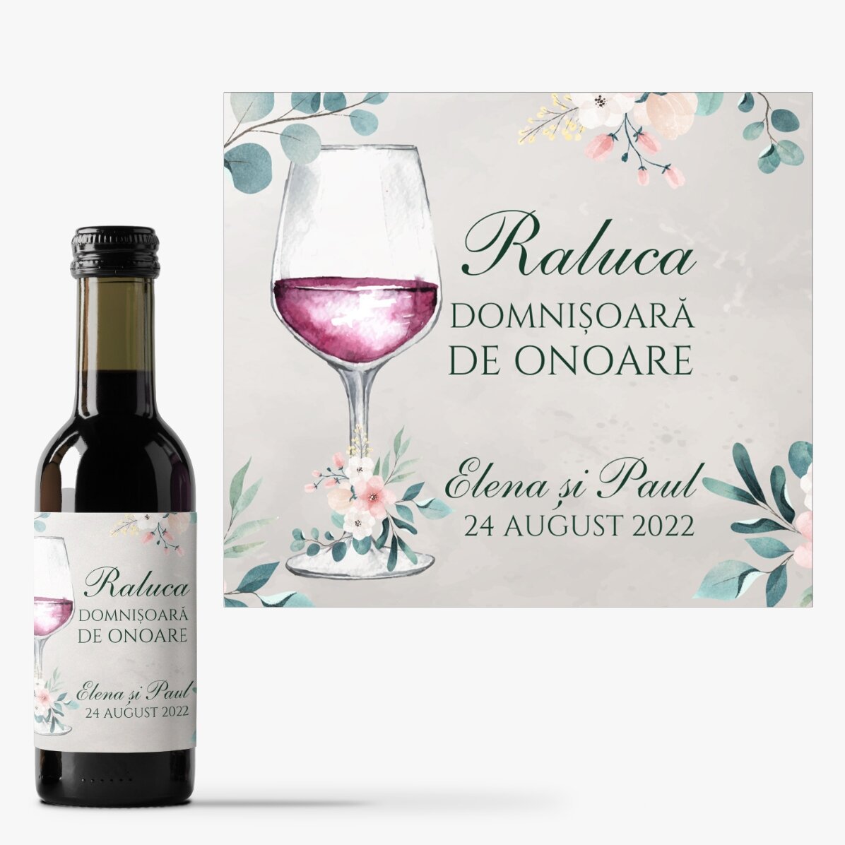 Mini botella de vino personalizada con un mensaje para la despedida de soltera