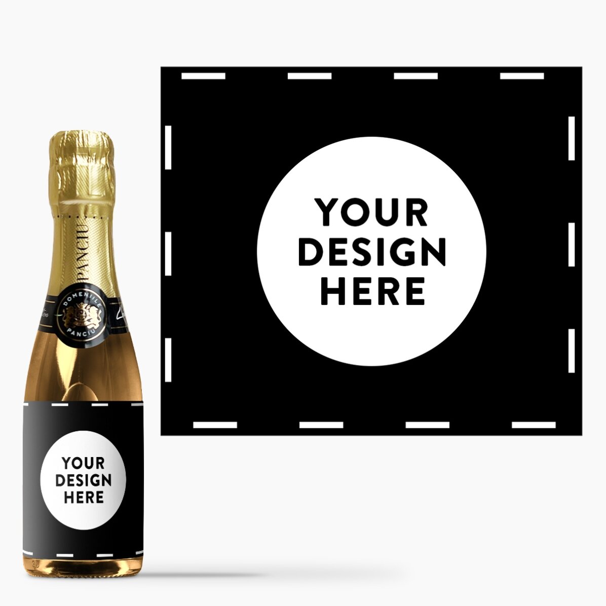 Mini botella de vino espumoso personalizada con tu diseño