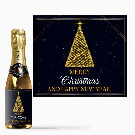 Mini bottle of sparkling wine personalised with text - Christmas Tree