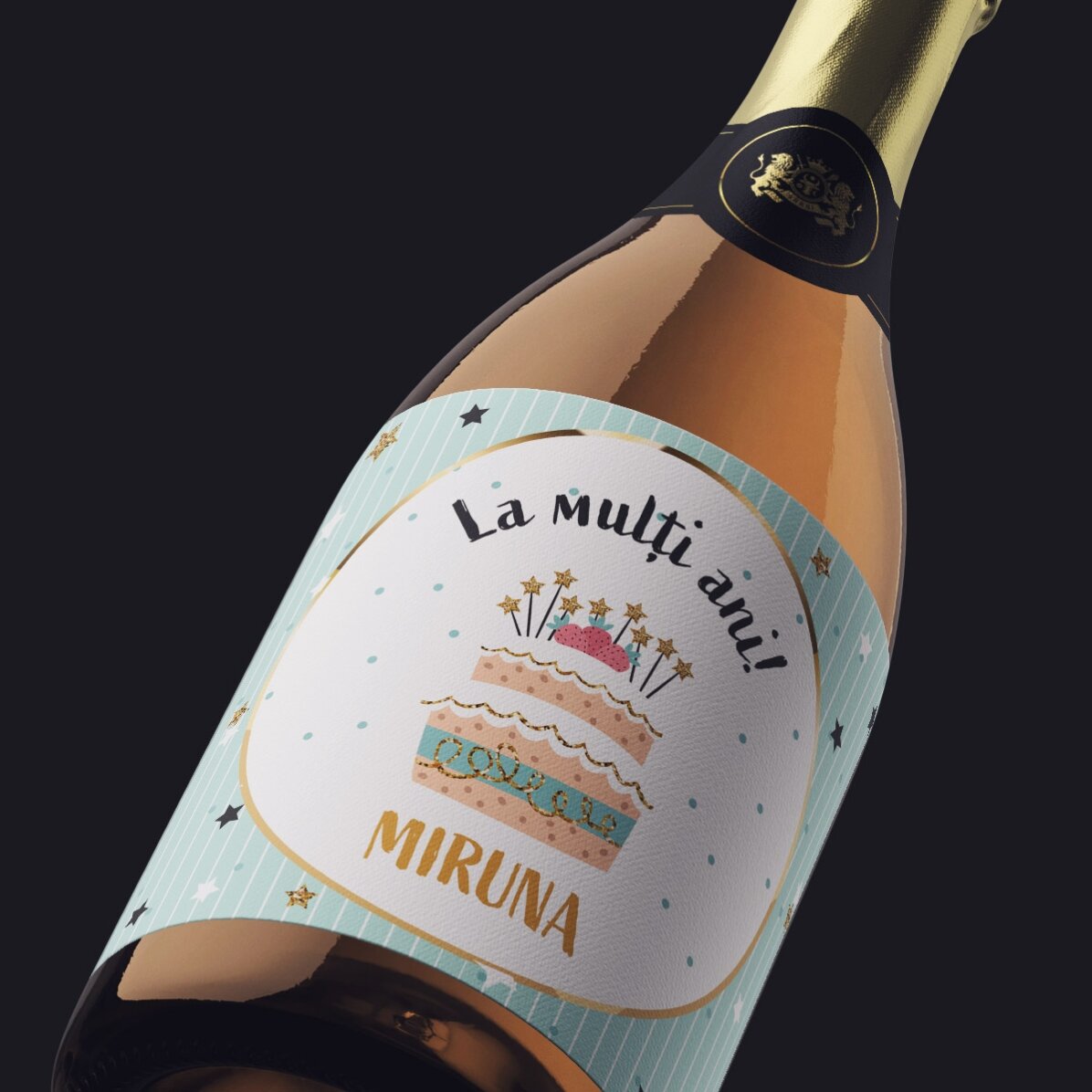 Mini botella de vino espumoso personalizada para un cumpleaños - ¡Feliz cumpleaños!