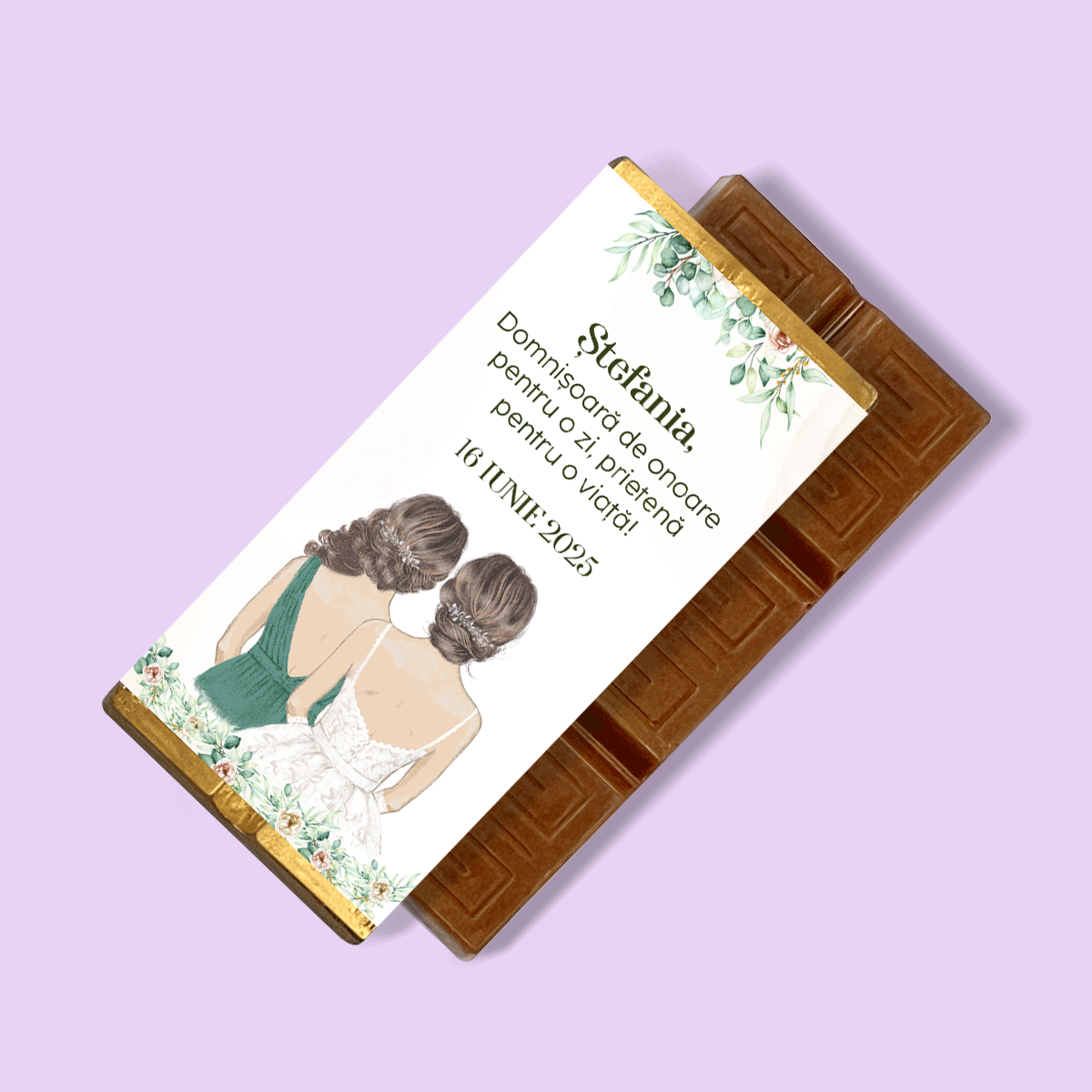 Mini tableta de chocolate personalizada con mensaje - Dama de honor