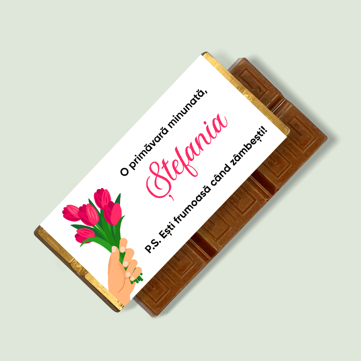 Mini chocolate bar personalised with message - Spring flowers