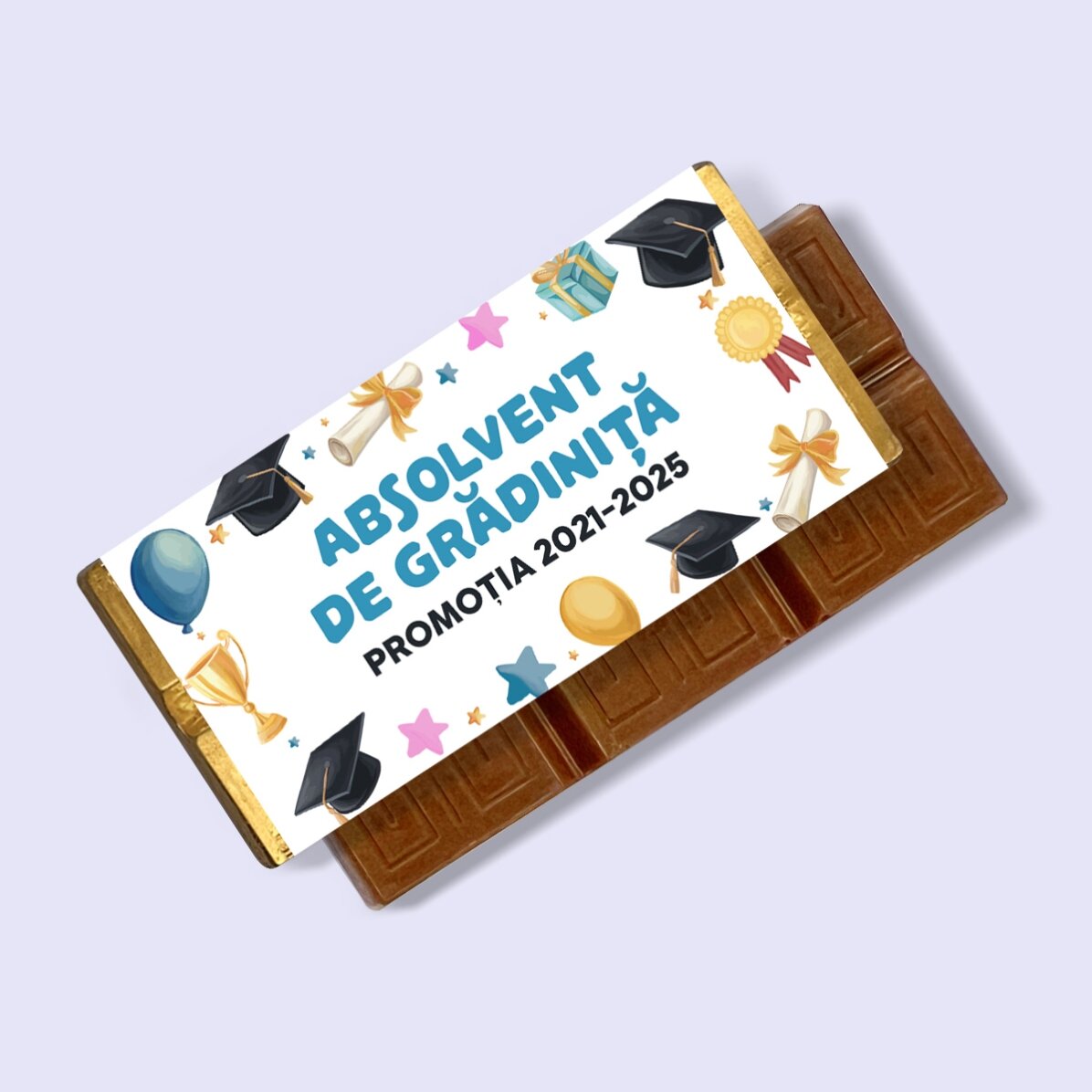 Mini tableta de chocolate personalizada para niños con mensaje: «Graduado de infantil»