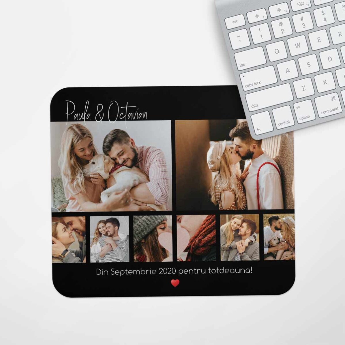 Alfombrilla de ratón personalizada con 8 fotos y texto - Para ti