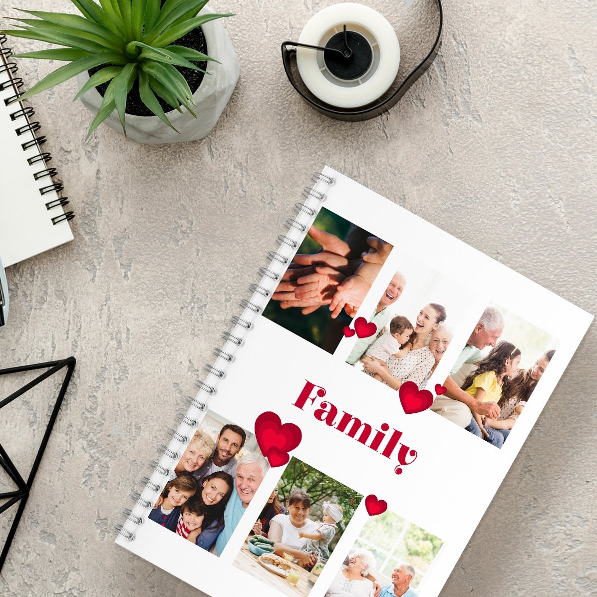 Cuaderno personalizado con 6 fotos y texto - Familia
