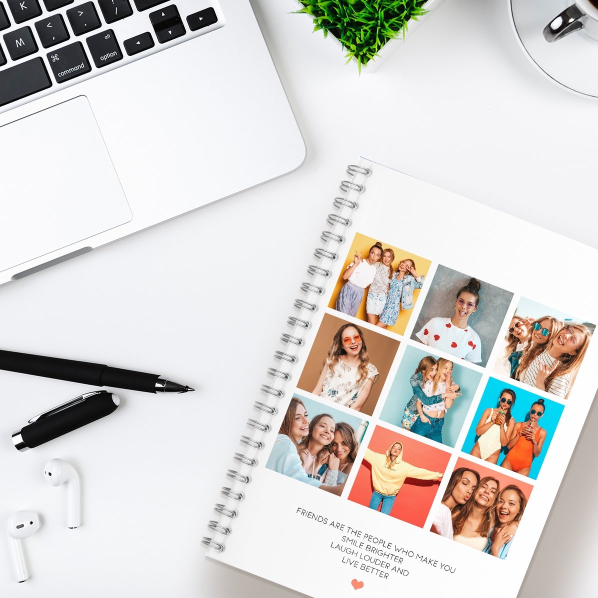 Cuaderno personalizado con 9 fotos y texto - F.r.i.e.n.d.s