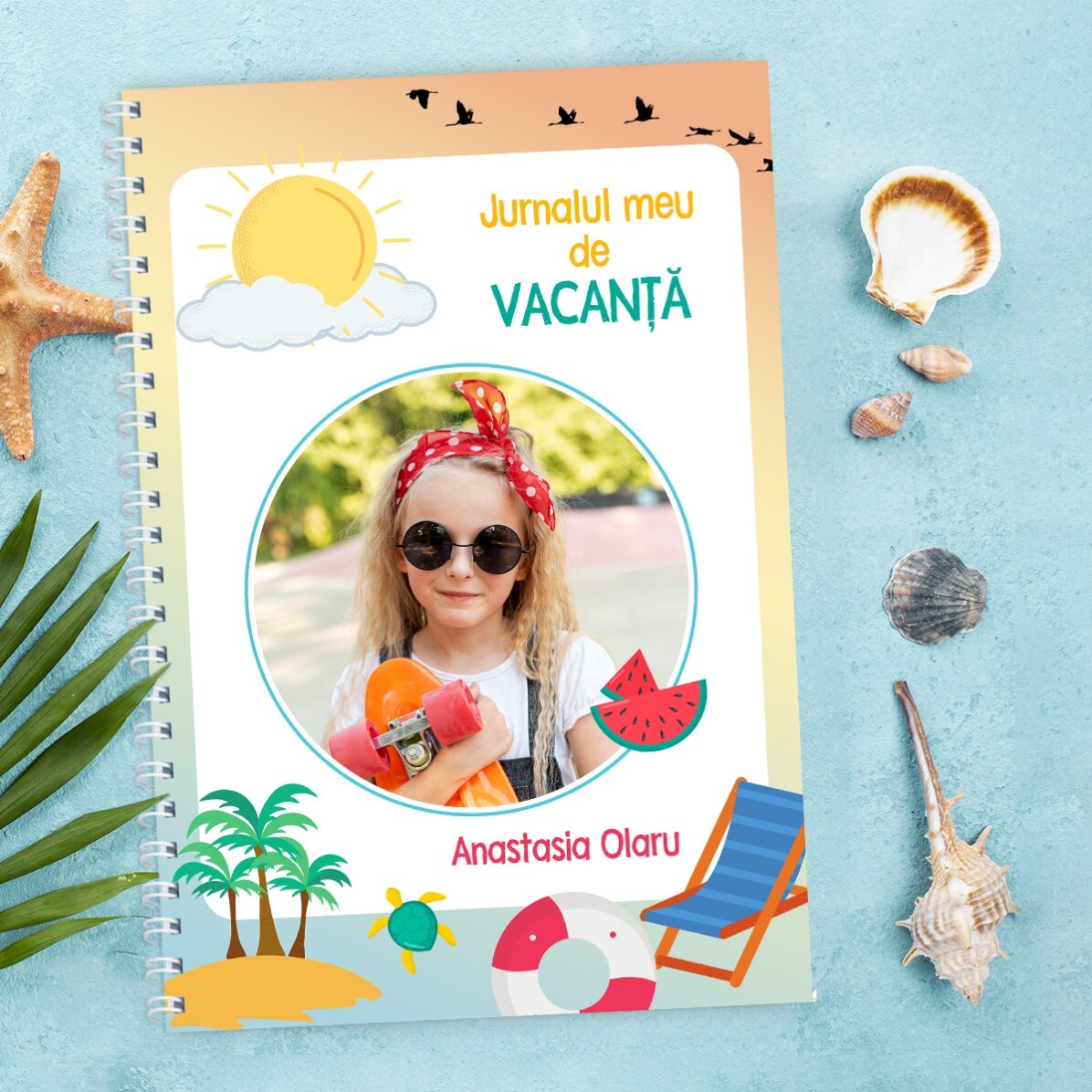Cuaderno personalizado con una foto y un texto - Diario de vacaciones