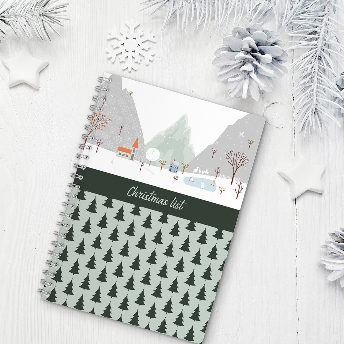 Cuaderno personalizado con texto: «Lista de Navidad»