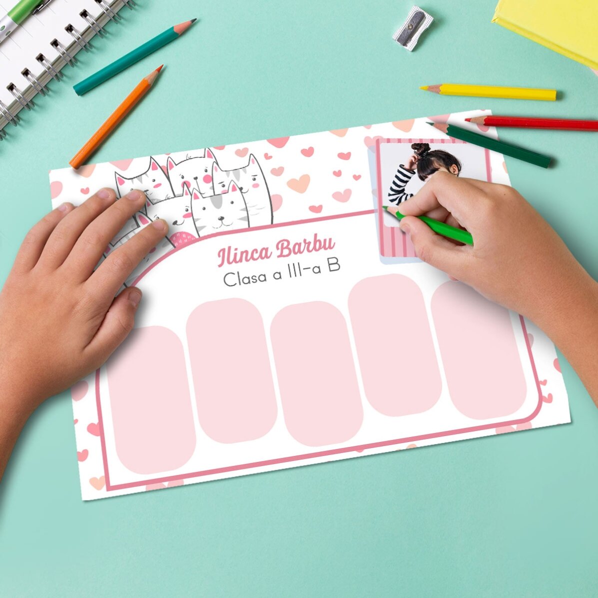 Personalised timetable with text and photo - Kitty