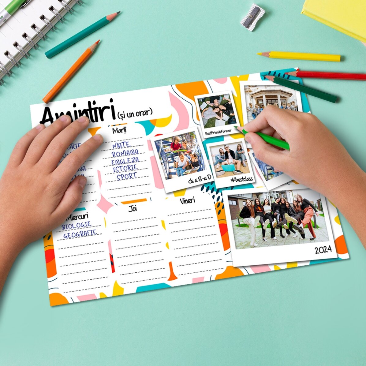 Personalised timetable with text and photos - School memories