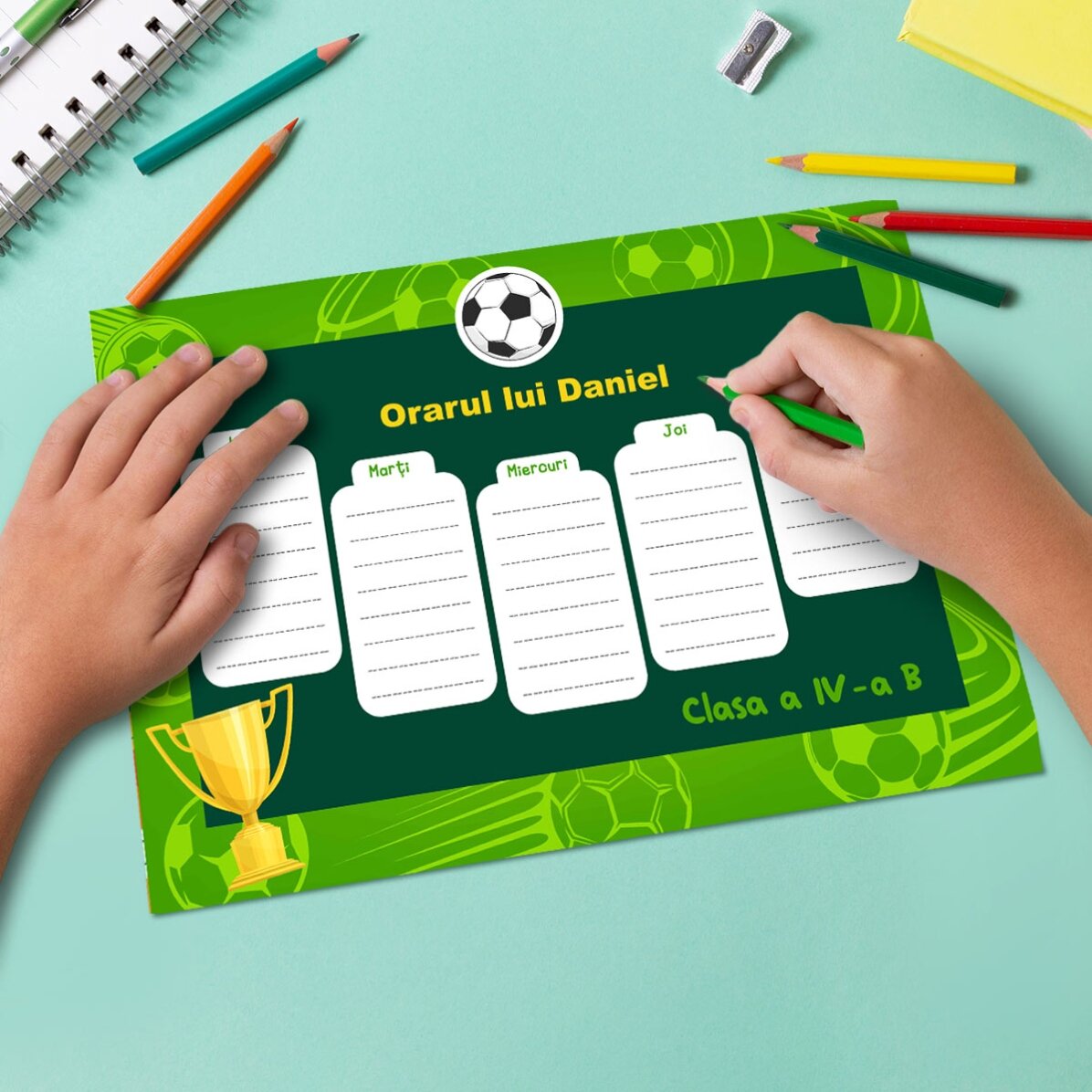 Personalised timetable with text - Trophy