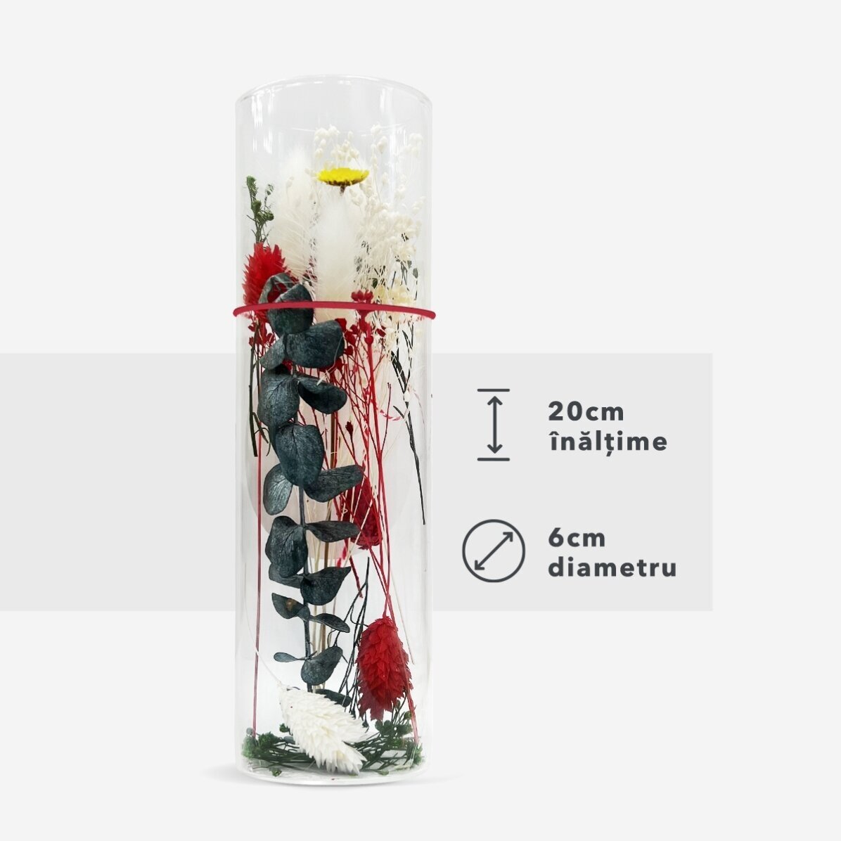 Adorno de cristal con flores preservadas personalizado con texto - Floral