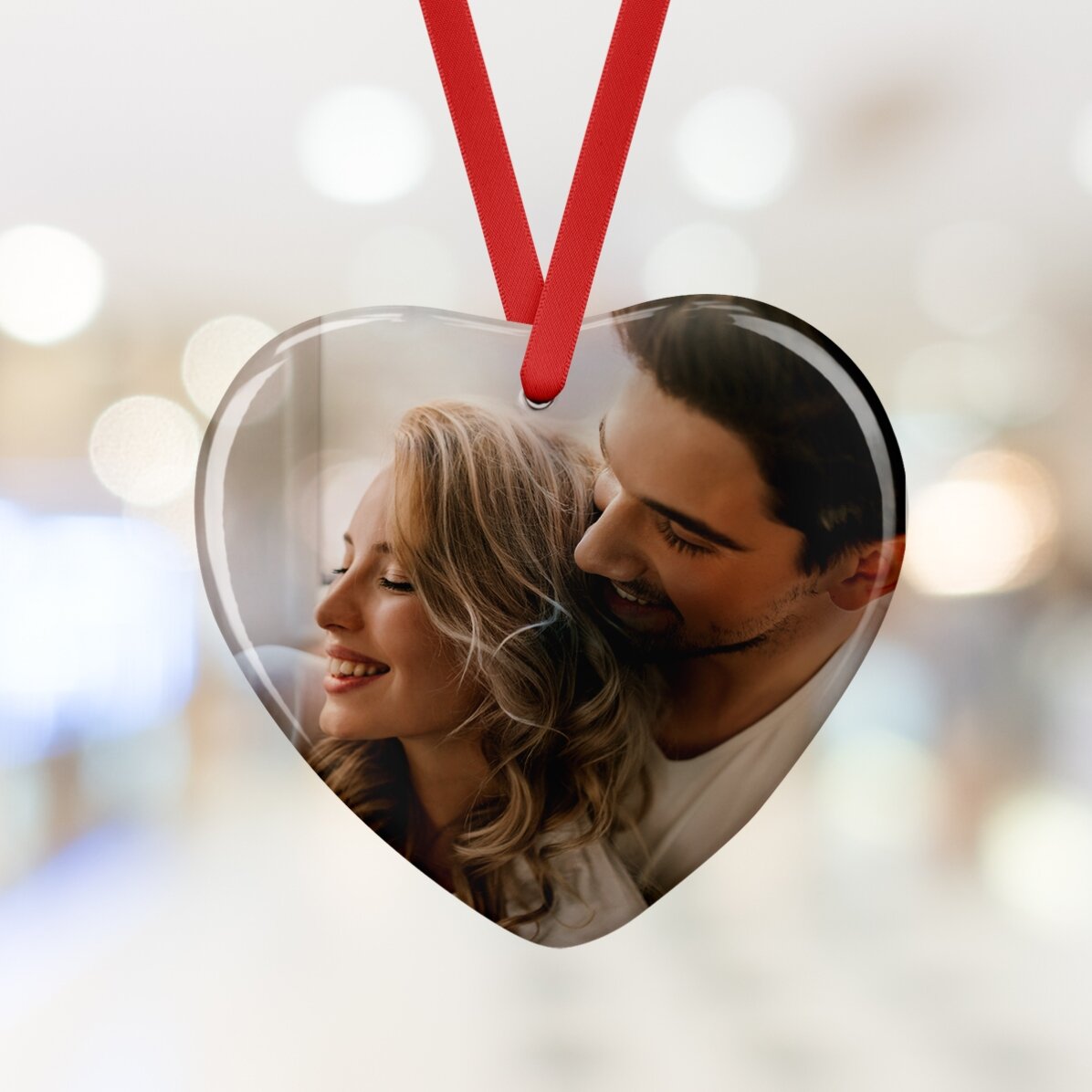 Adorno de cristal con forma de corazón personalizado con una foto