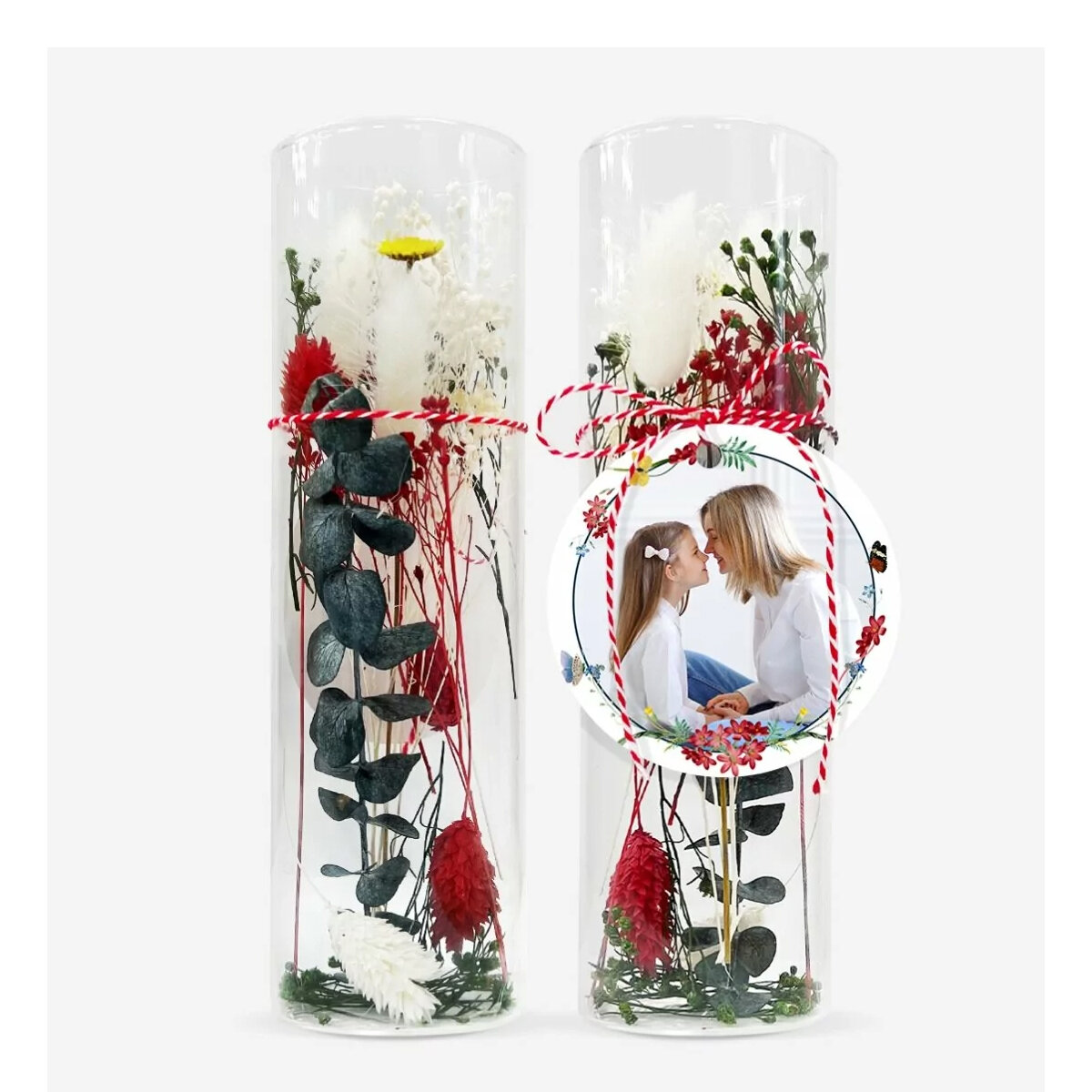 Adornos de cristal con flores preservadas personalizados