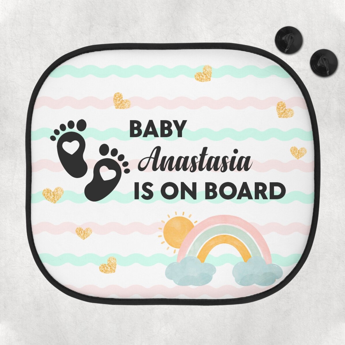 Parasol para coche personalizado con mensaje: «Baby on board»