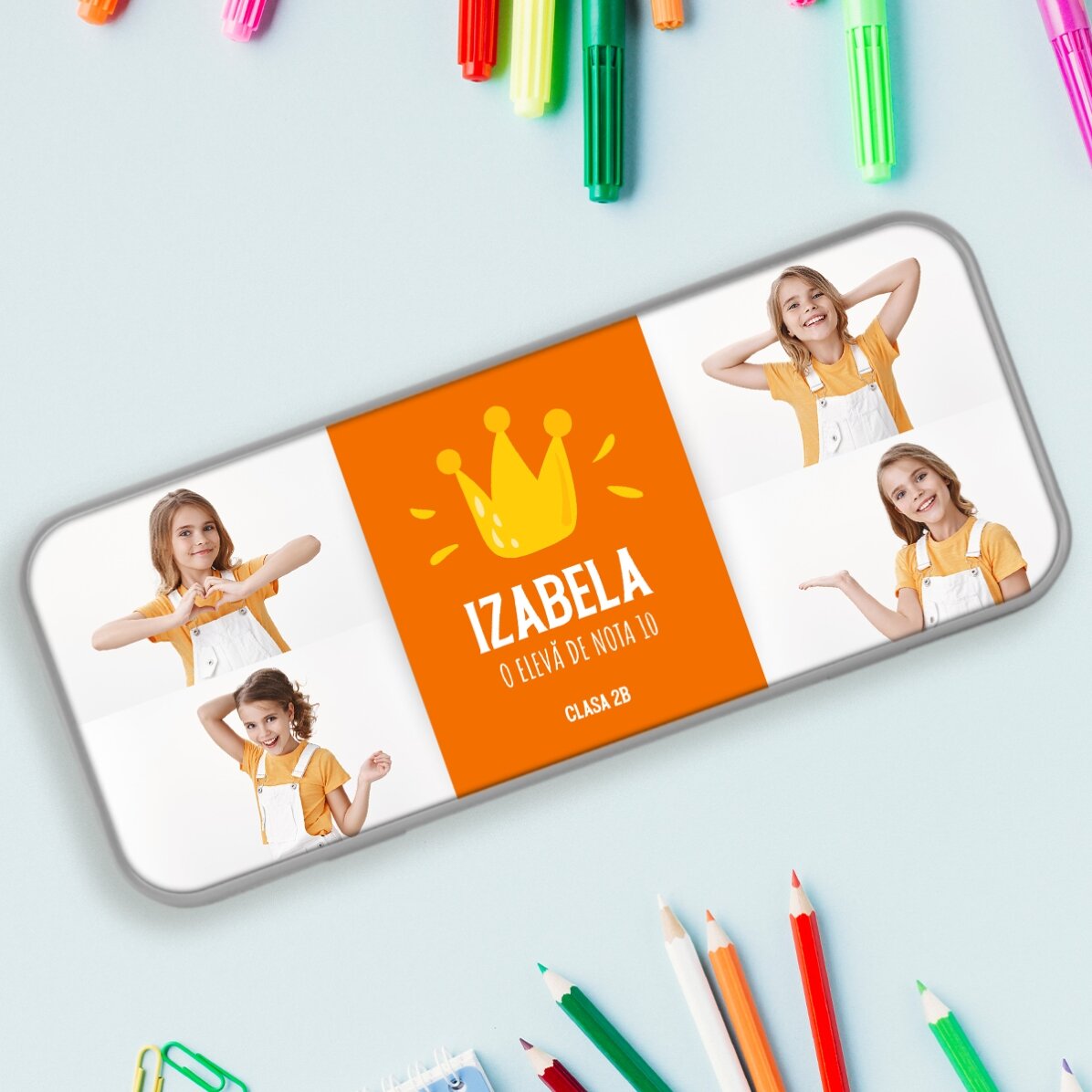 Personalised pencil case with 4 photos and text - Best student