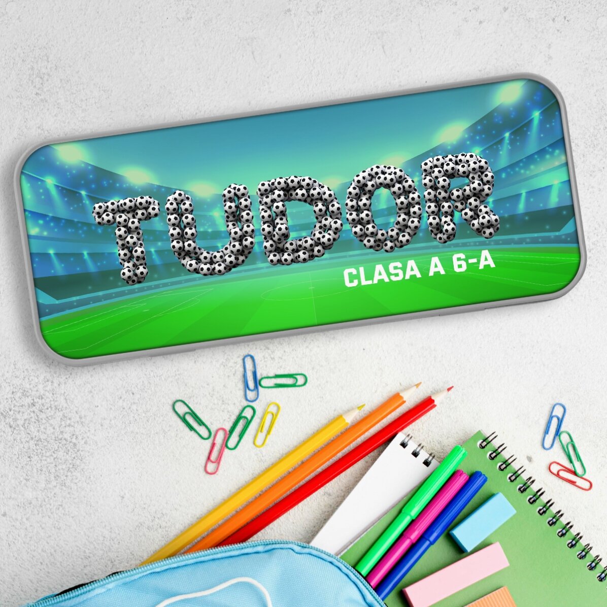 Estuche personalizado con nombre - Fútbol