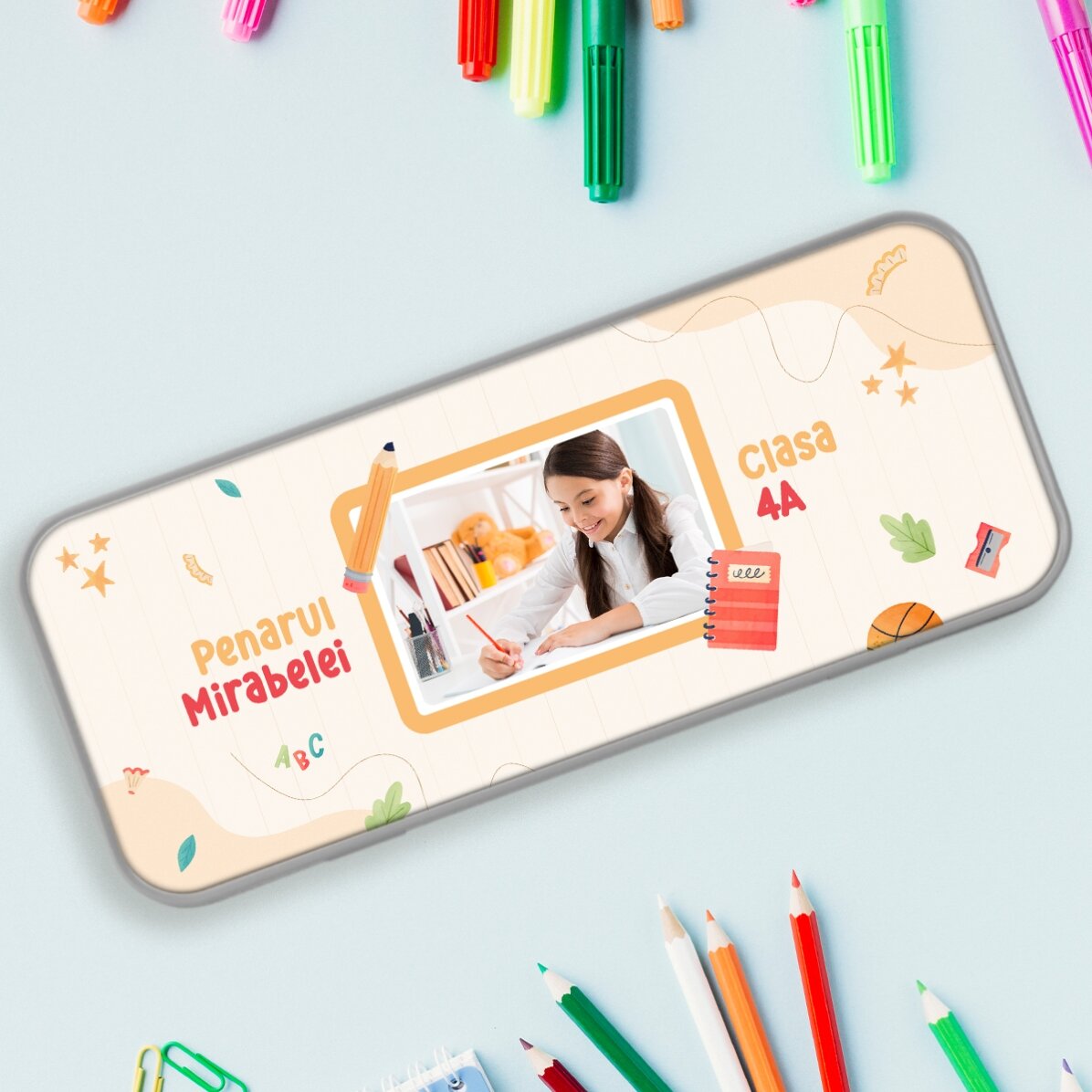 Personalised pencil case with a photo and your child