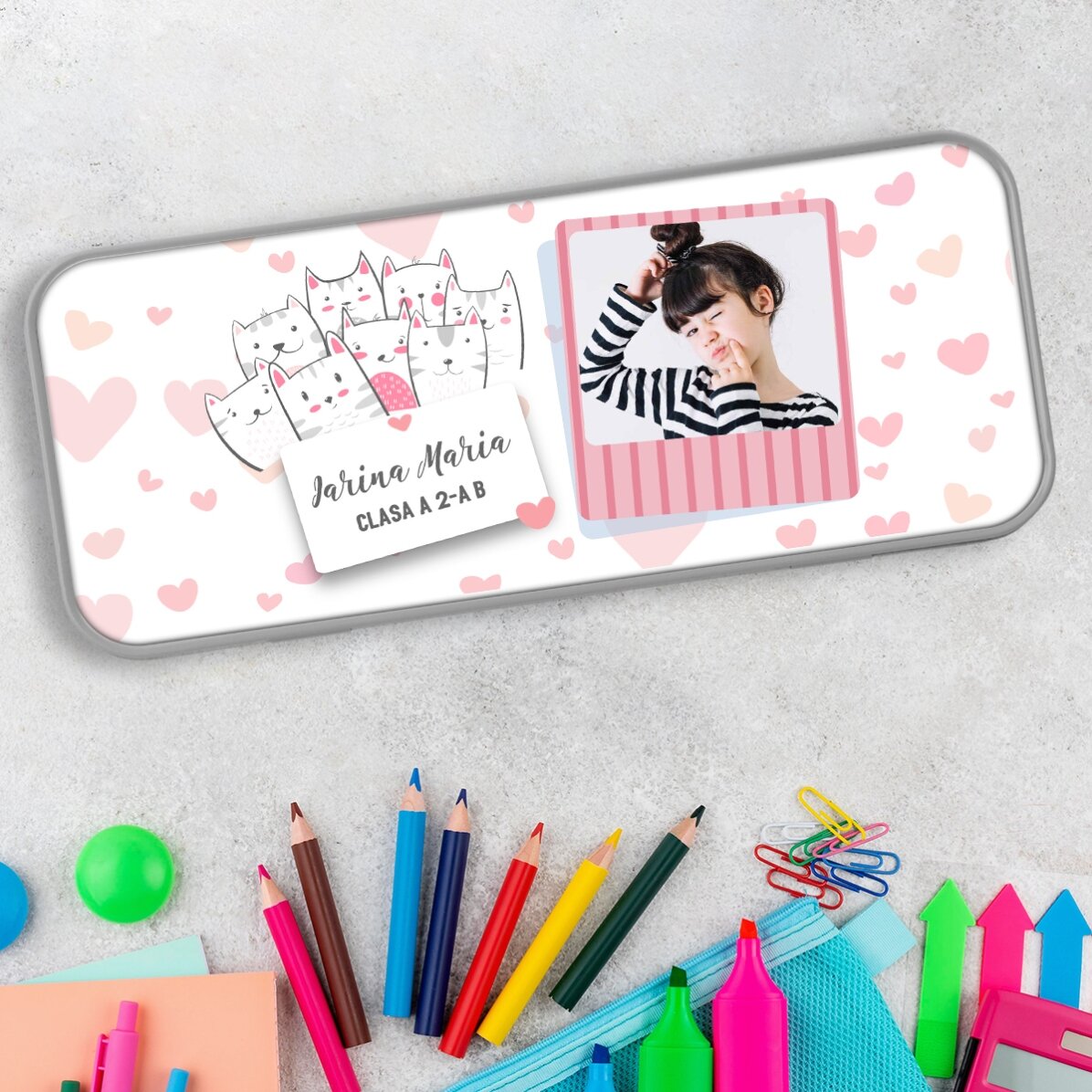 Estuche personalizado con una foto y un texto - Kitty