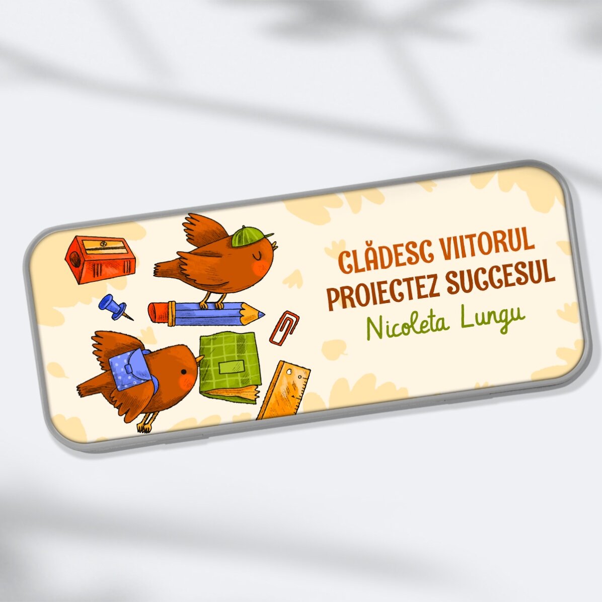Estuche personalizado con texto - Learning birds