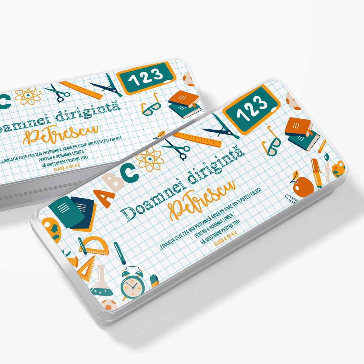 Estuche personalizado con texto para profesores