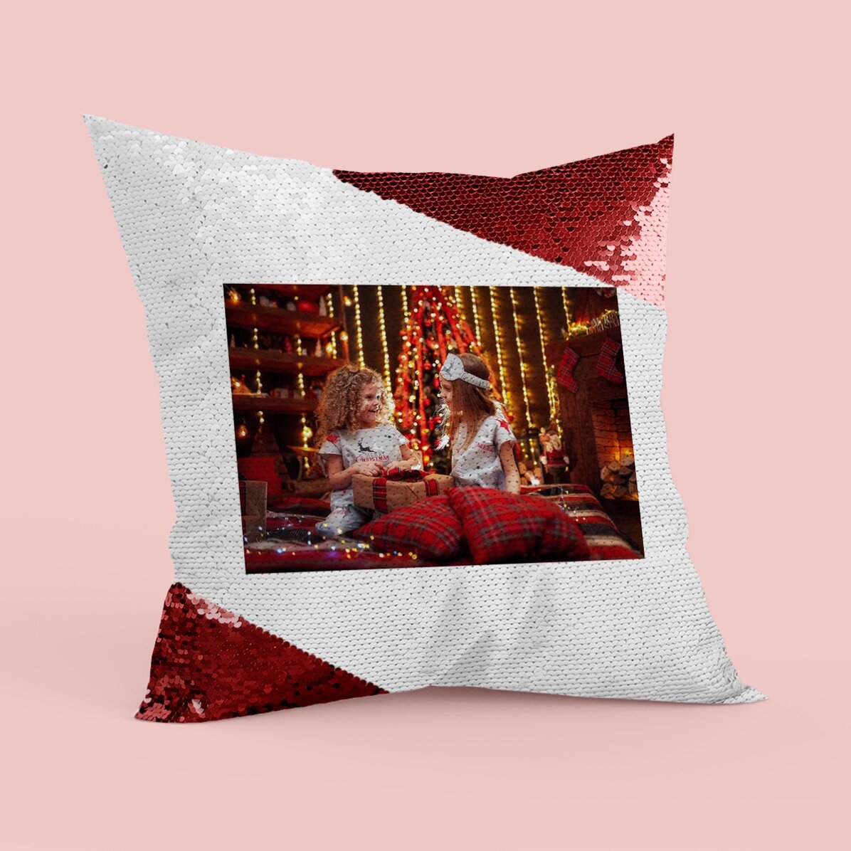 Cojín con lentejuelas personalizado con foto