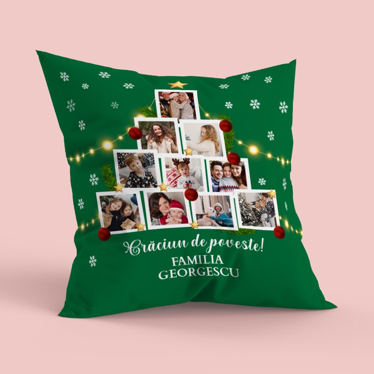 Cojín personalizado con 10 fotos y un mensaje - Navidad