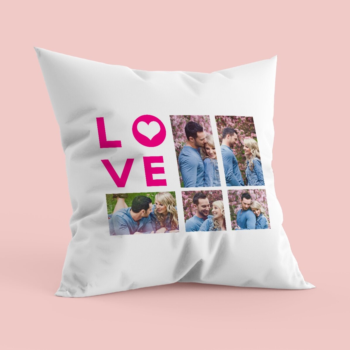 Cojín personalizado con 5 fotos - modelo «love»