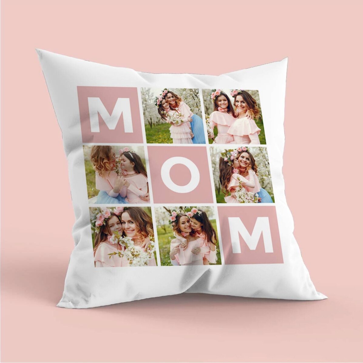 Cojín personalizado con 6 fotos y un mensaje - Family