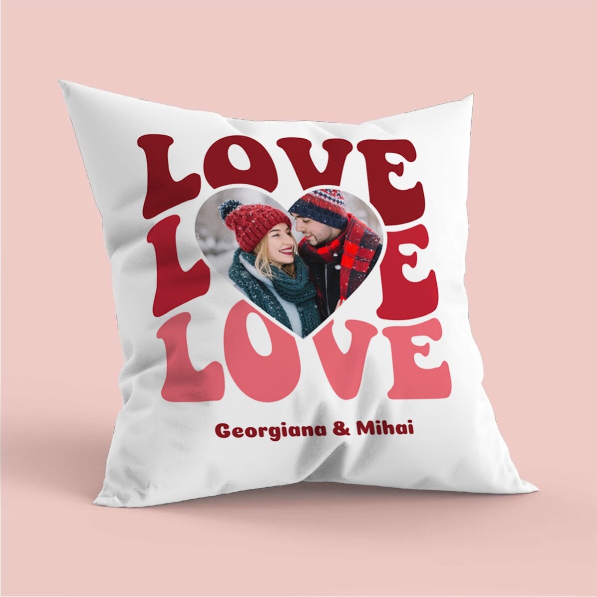 Cojín personalizado con una foto y un texto - Love