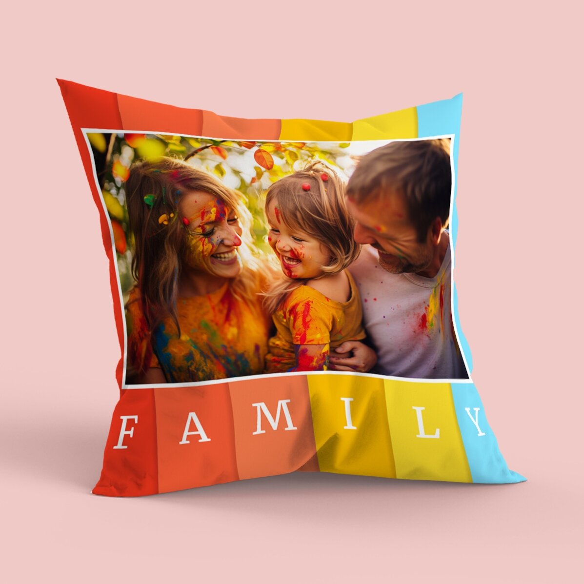 Cojín personalizado con foto, tamaño grande - Family