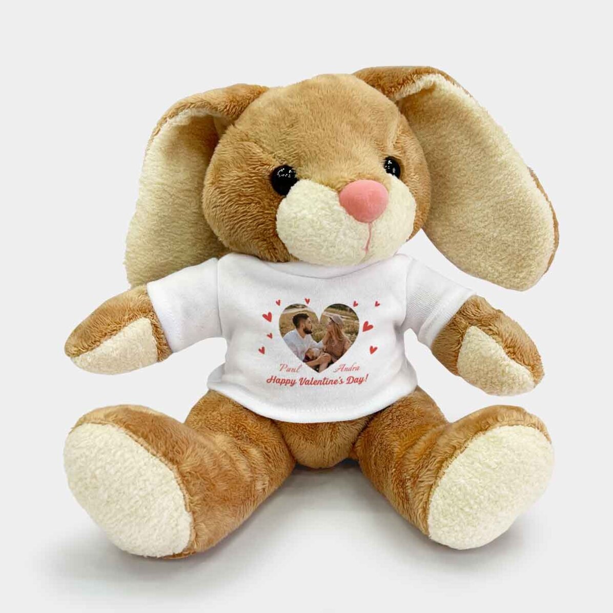 Conejito personalizado con una foto y un texto - Corazoncitos