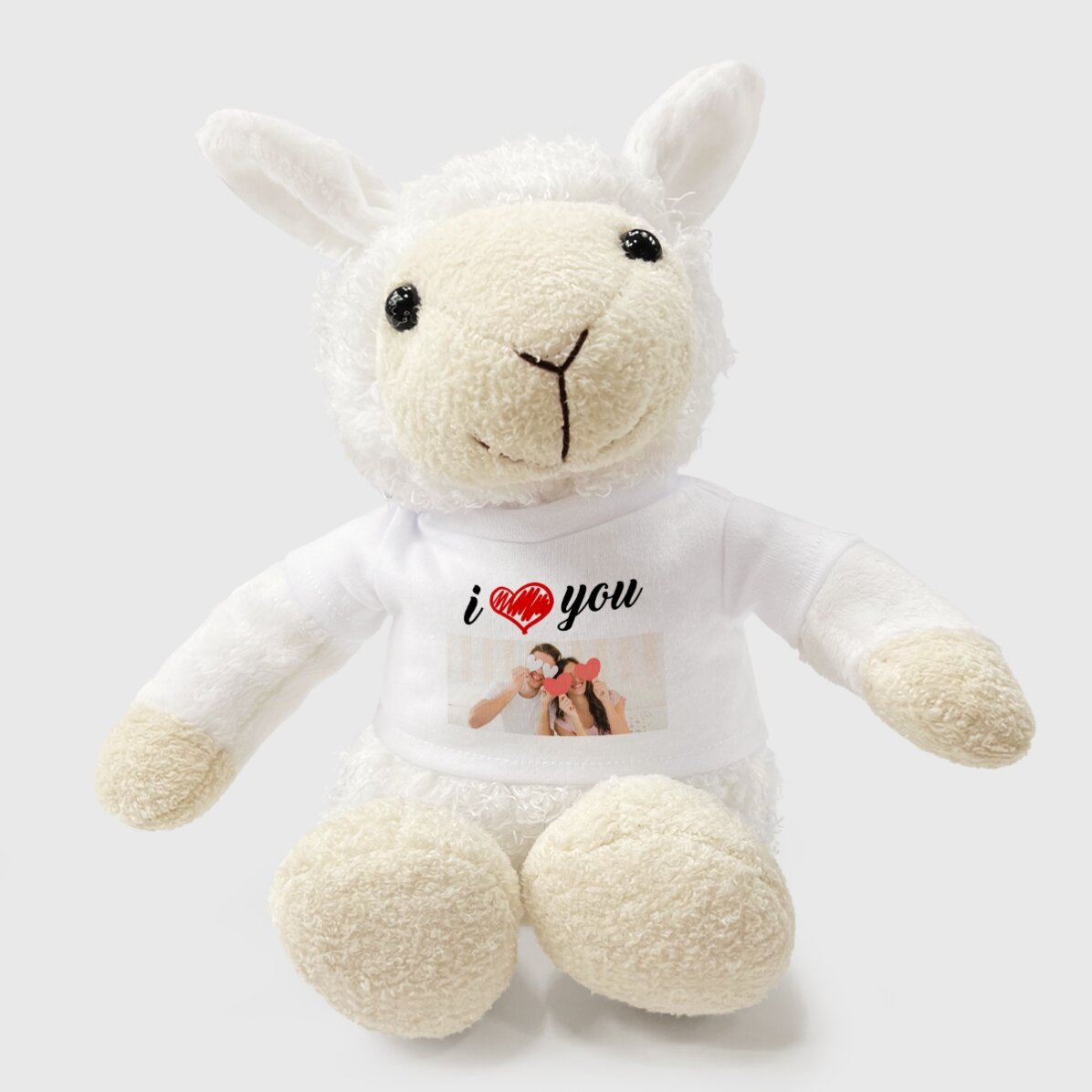 Oveja Plus personalizada con una foto: «Te quiero»