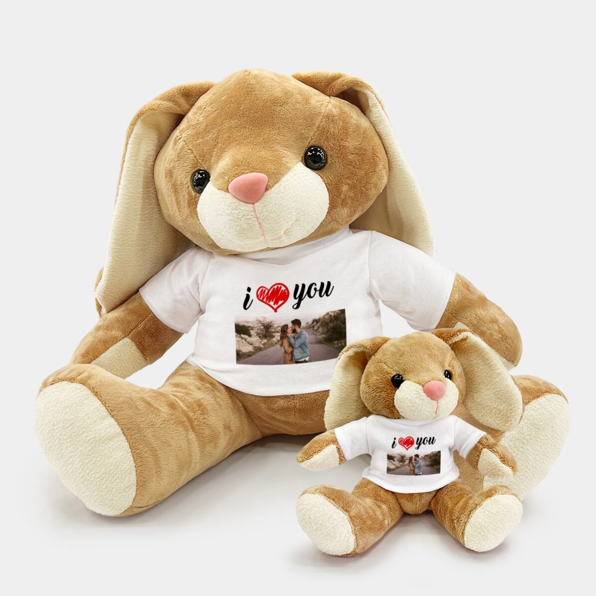 Además, un conejito personalizado con una foto: «Te quiero»