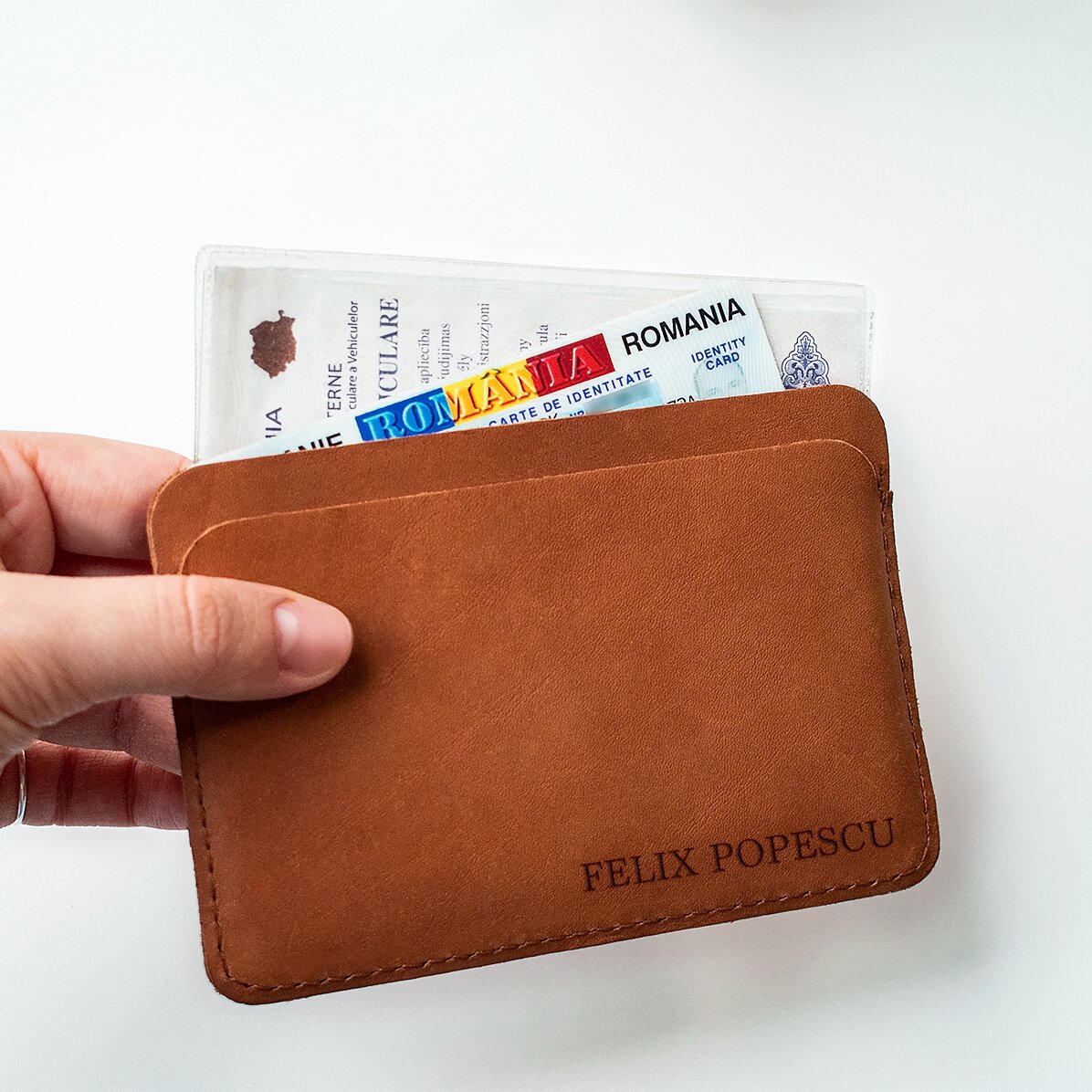 Cartera de piel personalizada con nombre