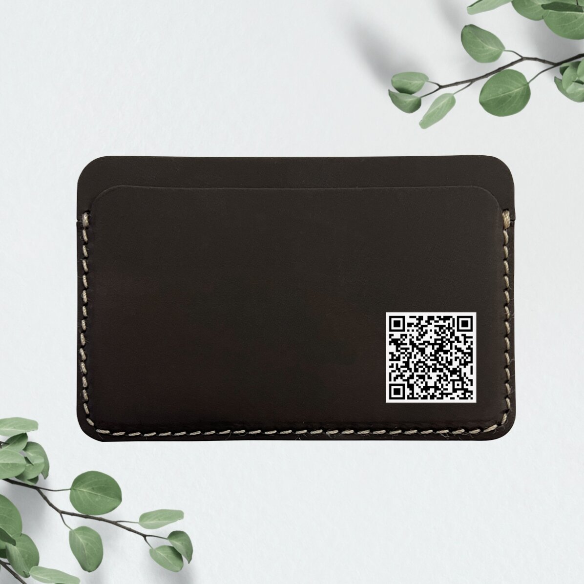 Cartera de piel personalizada a color con código QR - Contacto