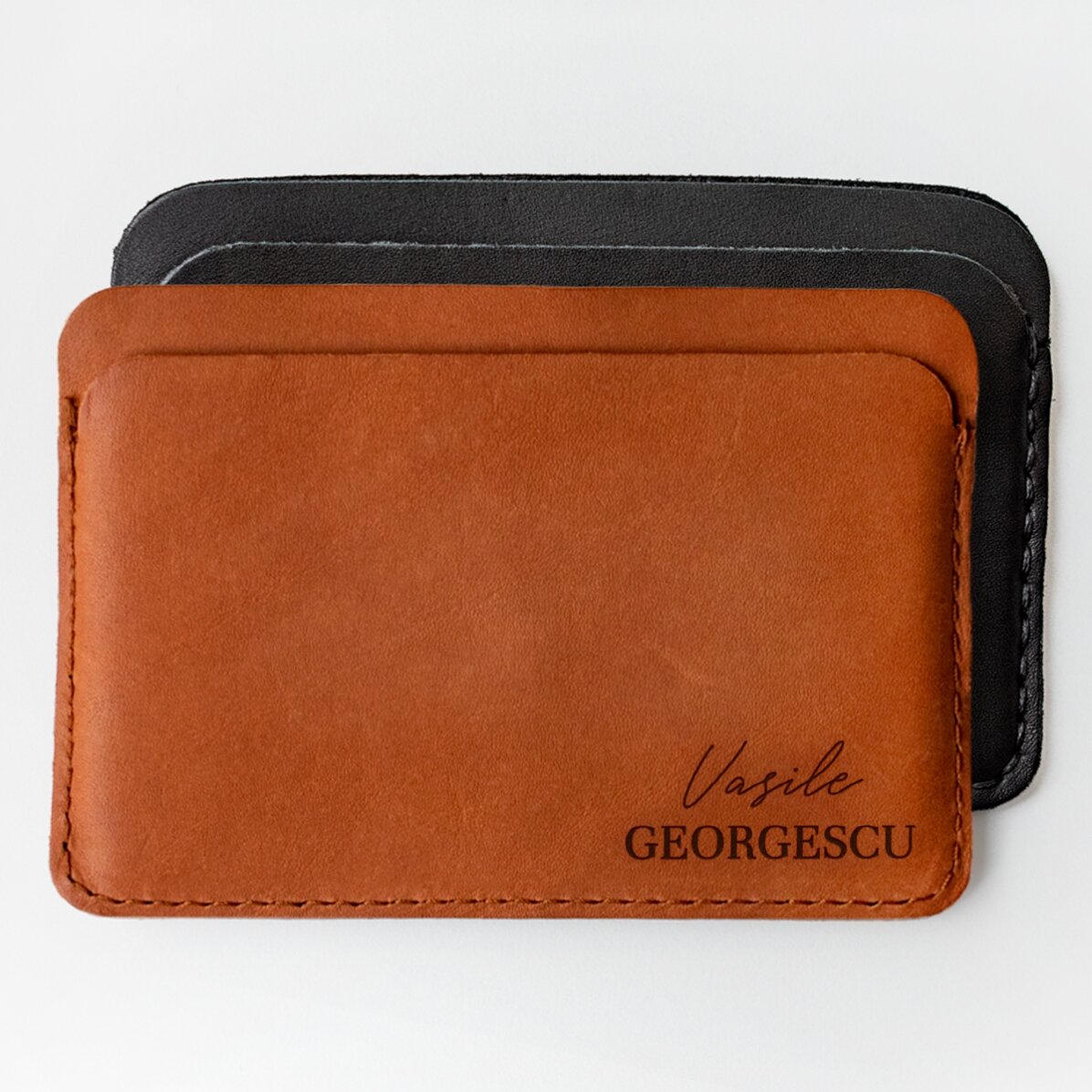 Cartera de piel personalizada con dos nombres