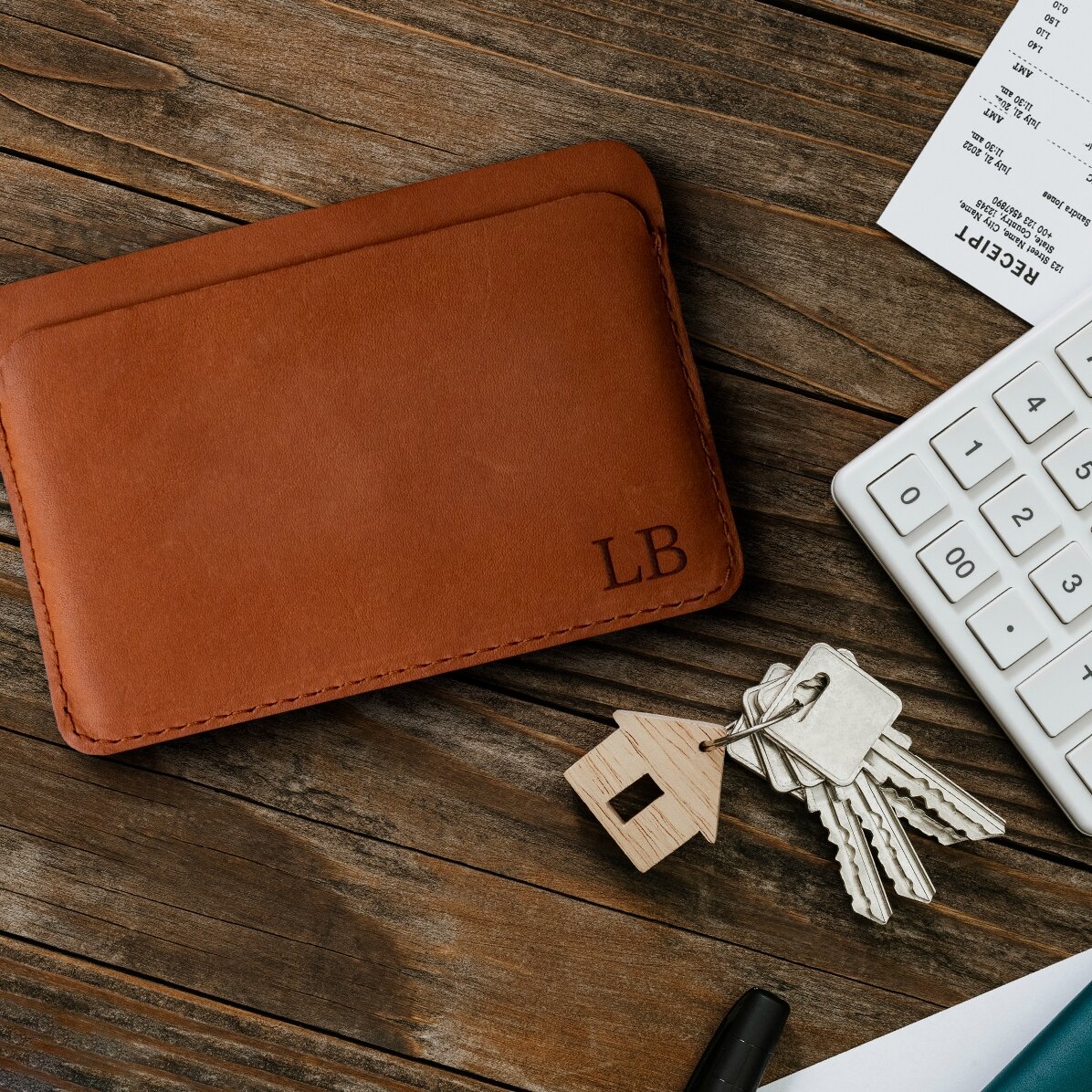 Cartera de piel personalizada con iniciales