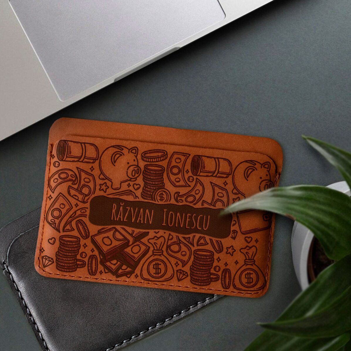 Cartera de piel personalizada con nombre - Money Maker