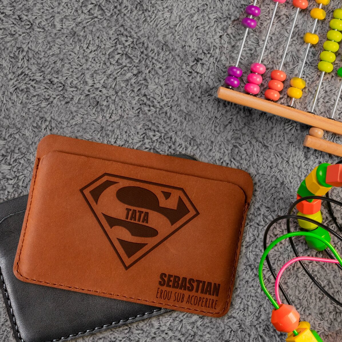 Cartera de piel personalizada con nombre - Super TATA